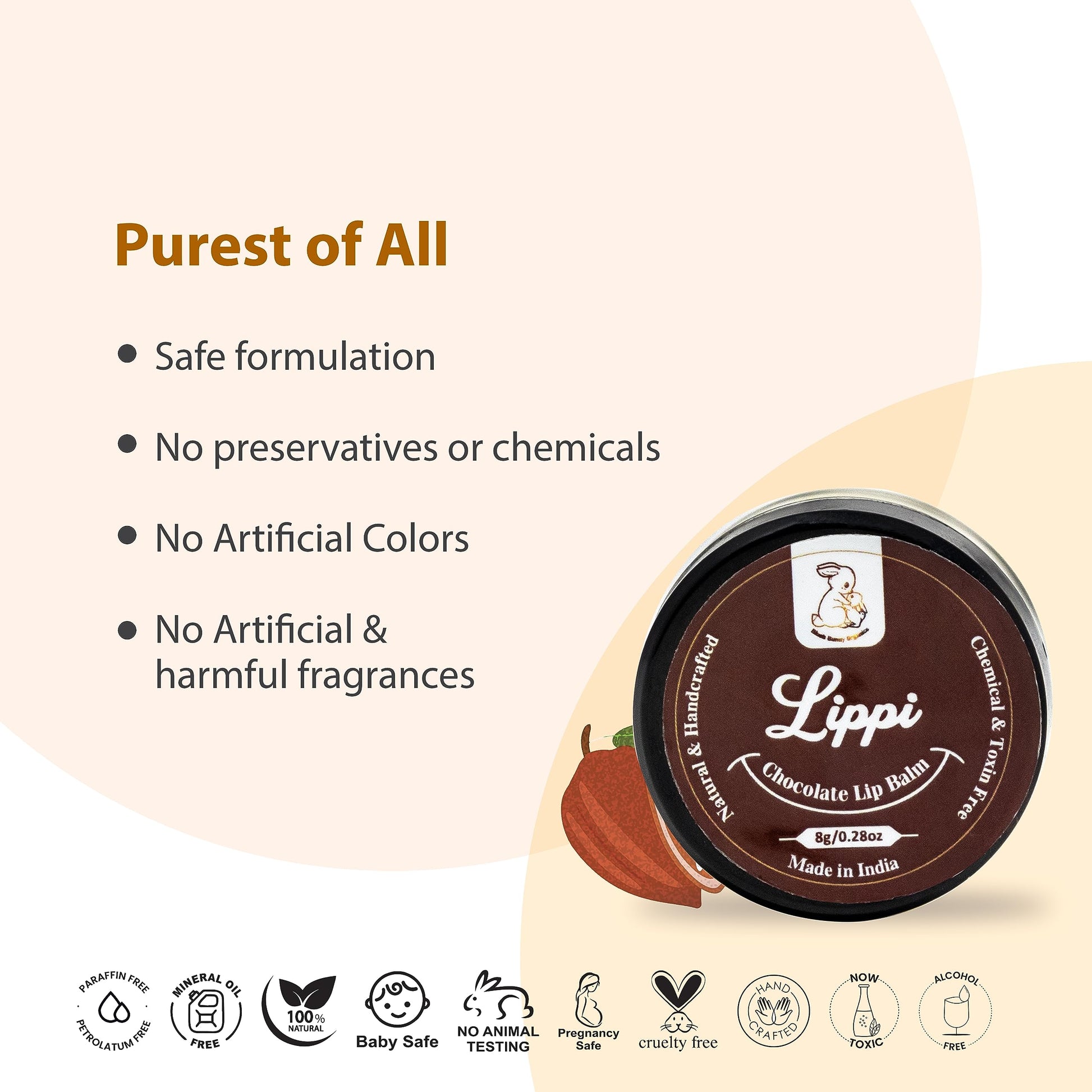 Blush Bunny Organics Nourishing Nude Natural Lip Balm, Shea Butter, Cocoa Butter, Vitamin E & Coconut Oil That Moisturizes, Nourishes, Softens Lips, 8g (Chocolate)