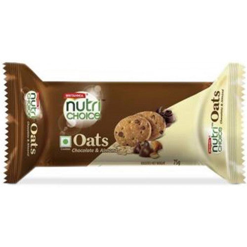 Britannia Nutri Choice Oats Chocolate And Almond Biscuits, 75G