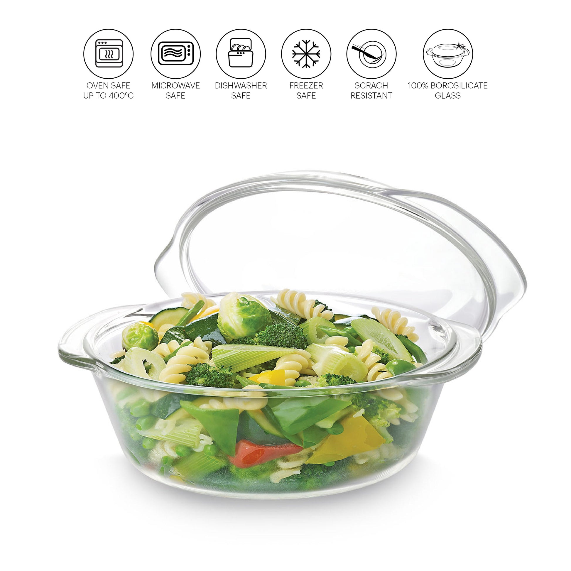 Angelica Round Casserole With Lid, 2000ml