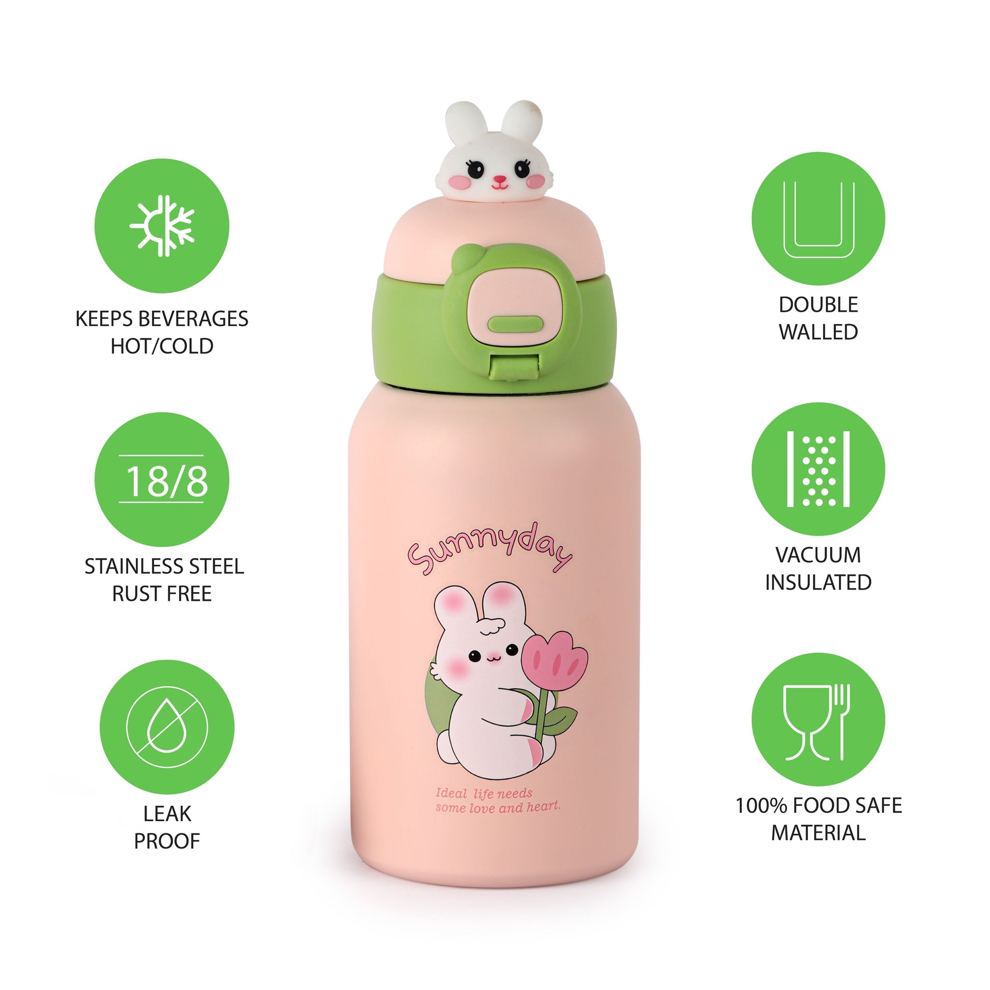Babybop Hot & Cold Stainless Steel Kids Water Bottle, 500ml