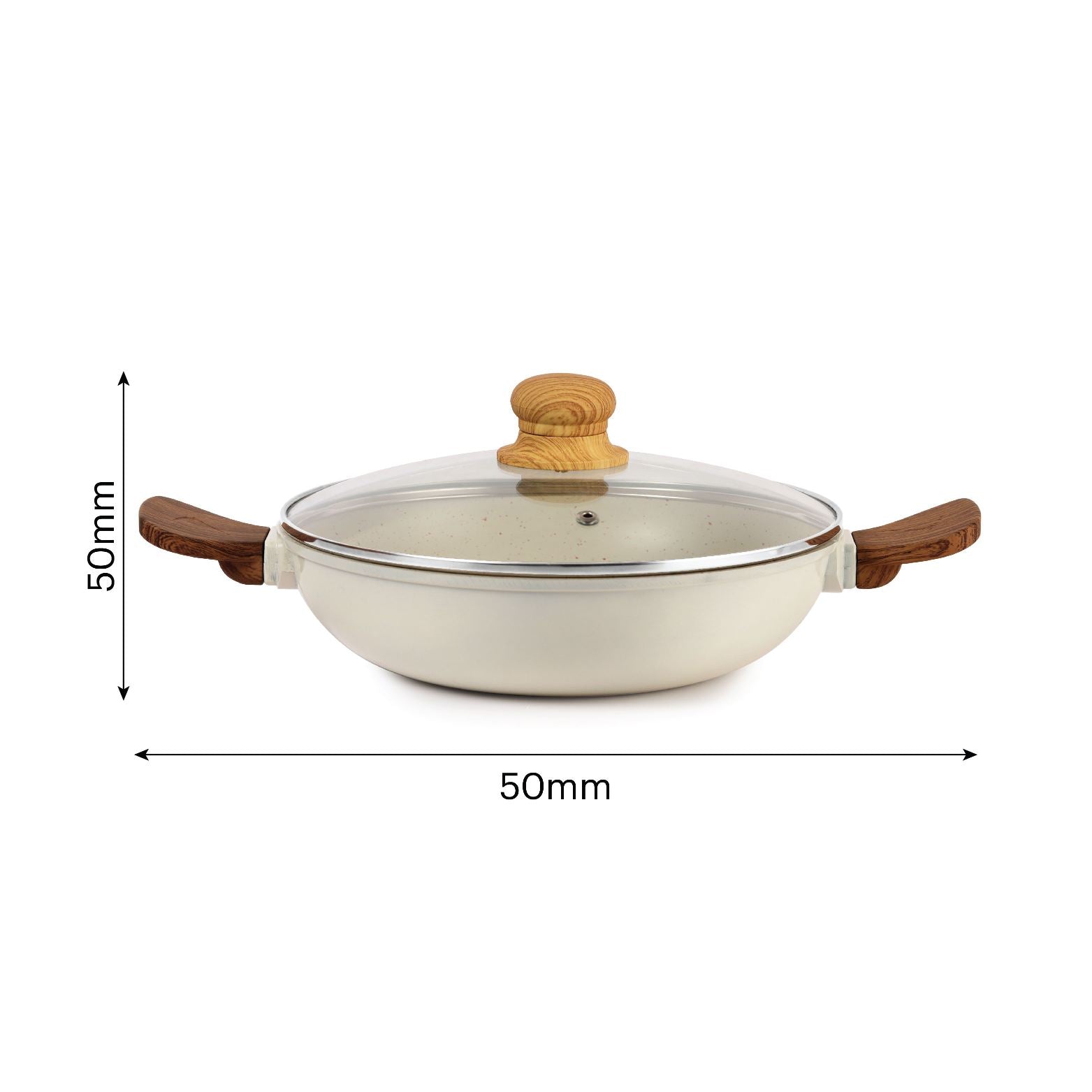 Castello Die Cast Induction Base Kadai With Glass Lid