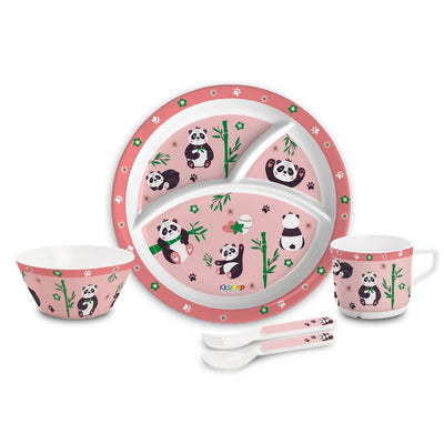 Bamboo Buddies Peach Kids Melamine Meal, Set of 5