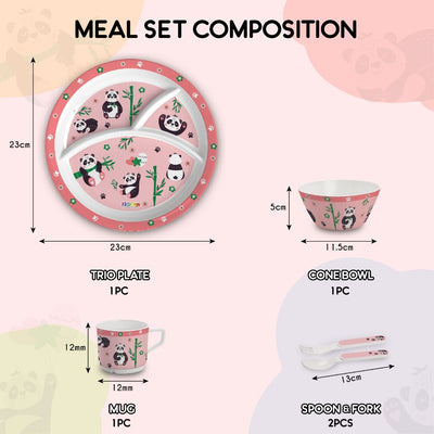 Bamboo Buddies Peach Kids Melamine Meal, Set of 5