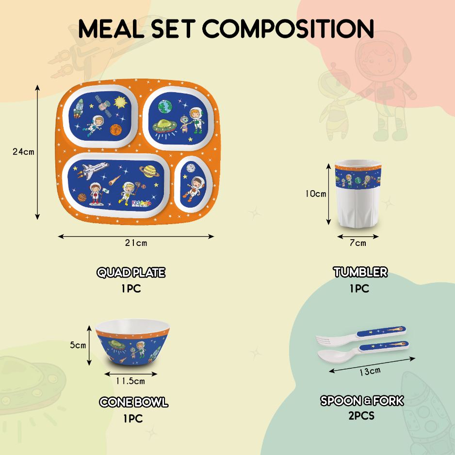 Cosmic Explorer  Kids Melamine Meal, Set of 5