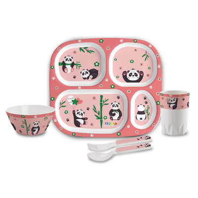 Bamboo Buddies Peach Kids Melamine Meal, Set of 5