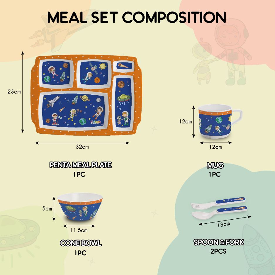 Cosmic Explorer  Kids Melamine Meal, Set of 5