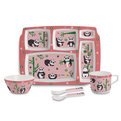 Bamboo Buddies Peach Kids Melamine Meal, Set of 5