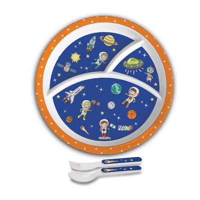 Cosmic Explorer Blue Kids Melamine Meal, Set of 3