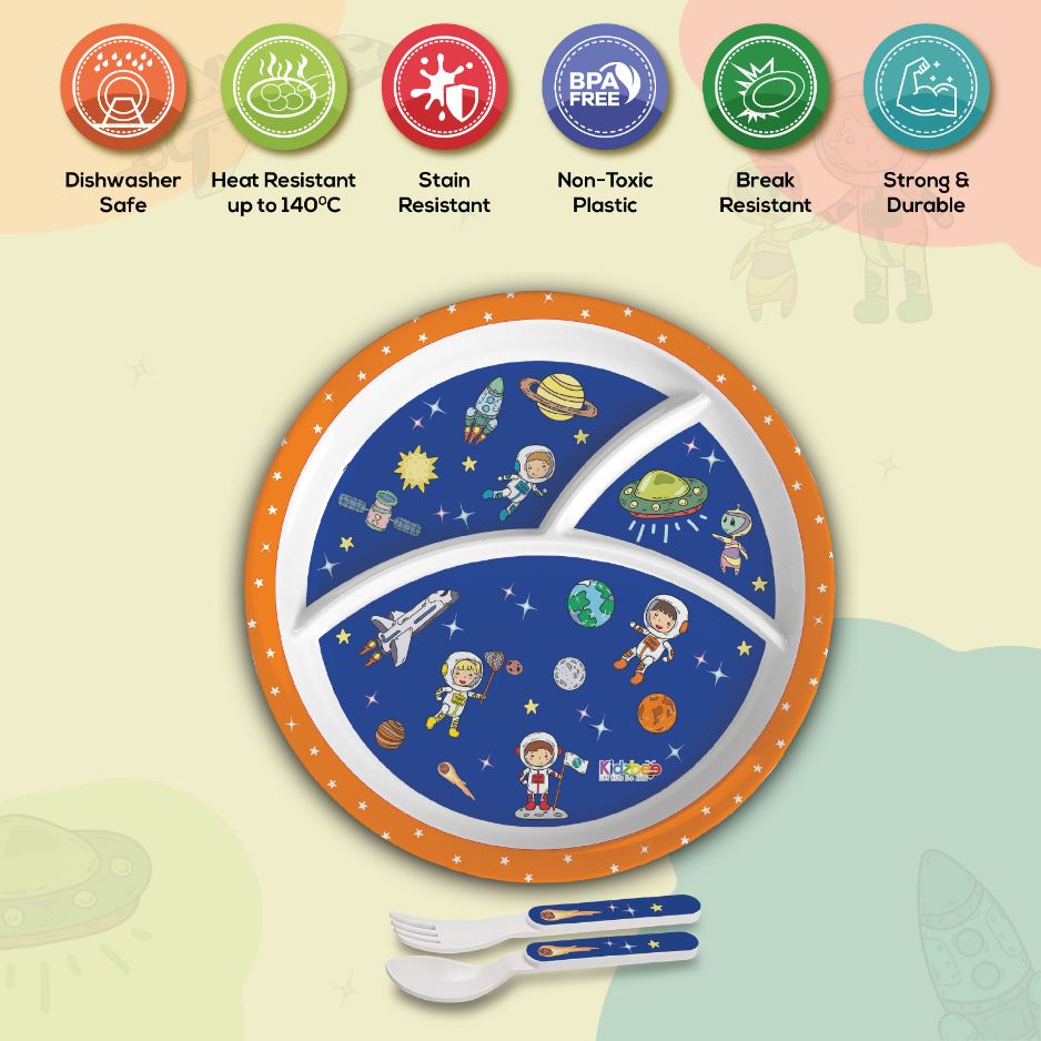 Cosmic Explorer Blue Kids Melamine Meal, Set of 3