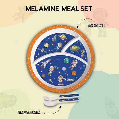 Cosmic Explorer Blue Kids Melamine Meal, Set of 3