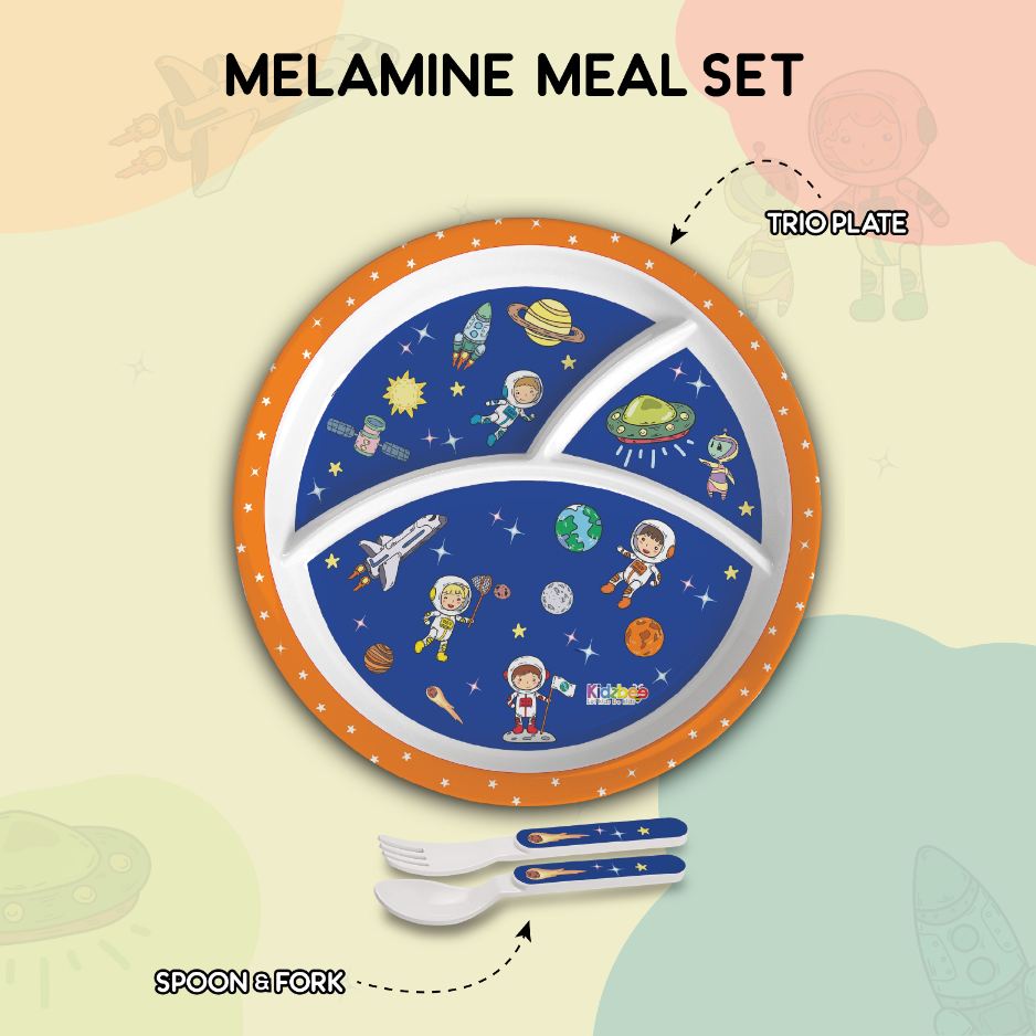 Cosmic Explorer Blue Kids Melamine Meal, Set of 3