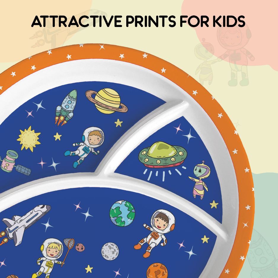 Cosmic Explorer Blue Kids Melamine Meal, Set of 3