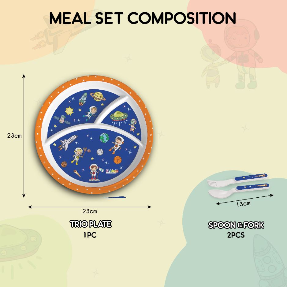 Cosmic Explorer Blue Kids Melamine Meal, Set of 3