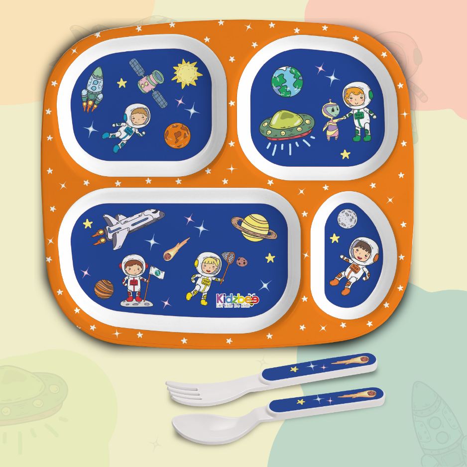 Cosmic Explorer Blue Kids Melamine Meal, Set of 3