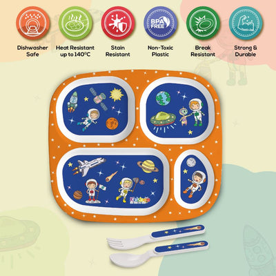 Cosmic Explorer Blue Kids Melamine Meal, Set of 3