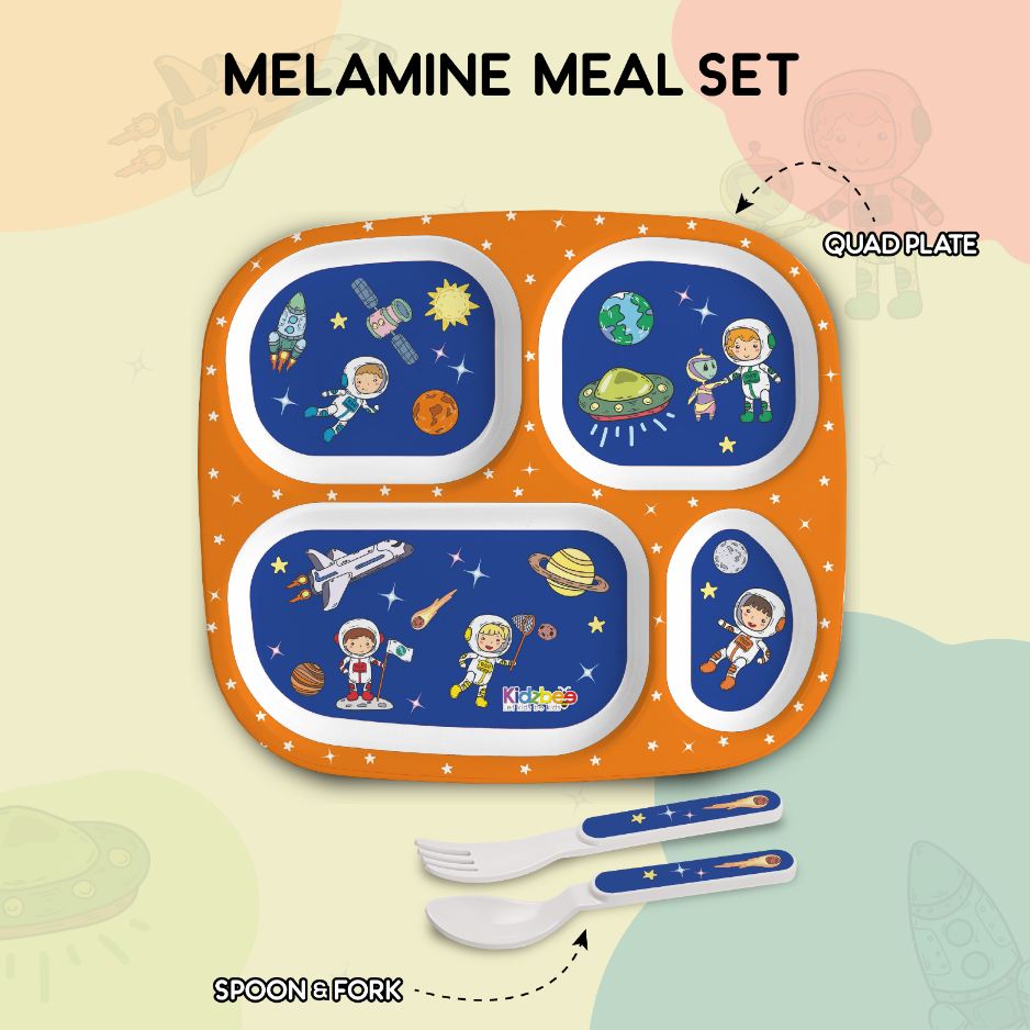 Cosmic Explorer Blue Kids Melamine Meal, Set of 3