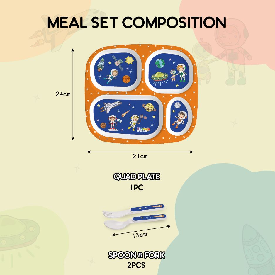 Cosmic Explorer Blue Kids Melamine Meal, Set of 3