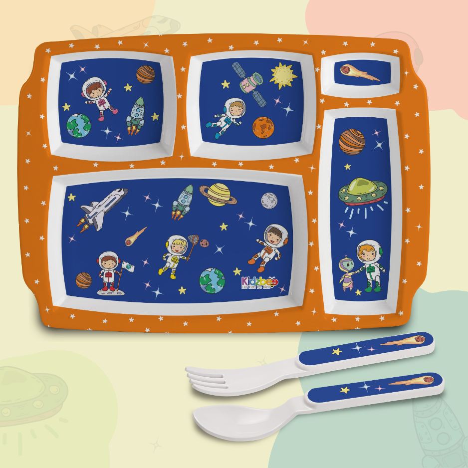 Cosmic Explorer Blue Kids Melamine Meal, Set of 3