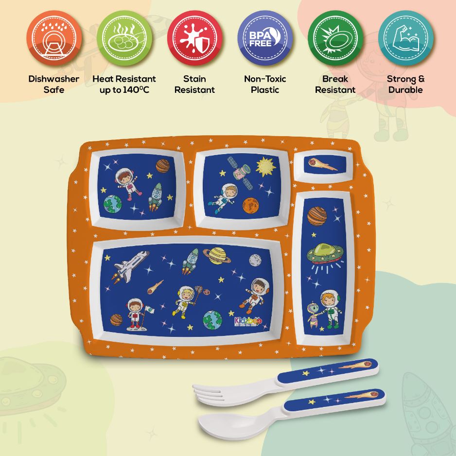 Cosmic Explorer Blue Kids Melamine Meal, Set of 3