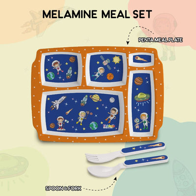 Cosmic Explorer Blue Kids Melamine Meal, Set of 3