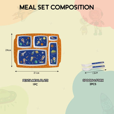 Cosmic Explorer Blue Kids Melamine Meal, Set of 3