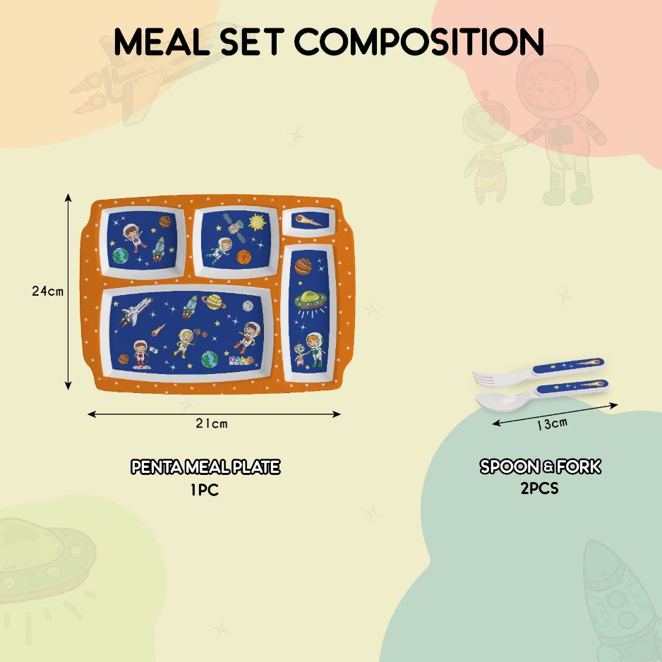 Cosmic Explorer Blue Kids Melamine Meal, Set of 3