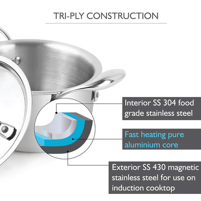 Armour Tri-Ply Induction Base Casserole with Lid