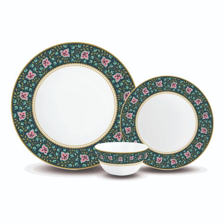 Aurus Series 35 Pieces Chintz Opalware Dinner Set, Family of 6