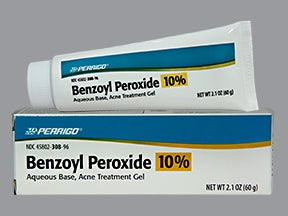 Perrigo Benzoyl Peroxide 10% Acne Treatment Gel 90 gram Tube