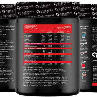 Carbamide Forte Pre Workout for Men & Women | Pre Workout Supplement Powder | Pre Workout For Women and Men With 40 Servings - 200g Cola Flavour Powder