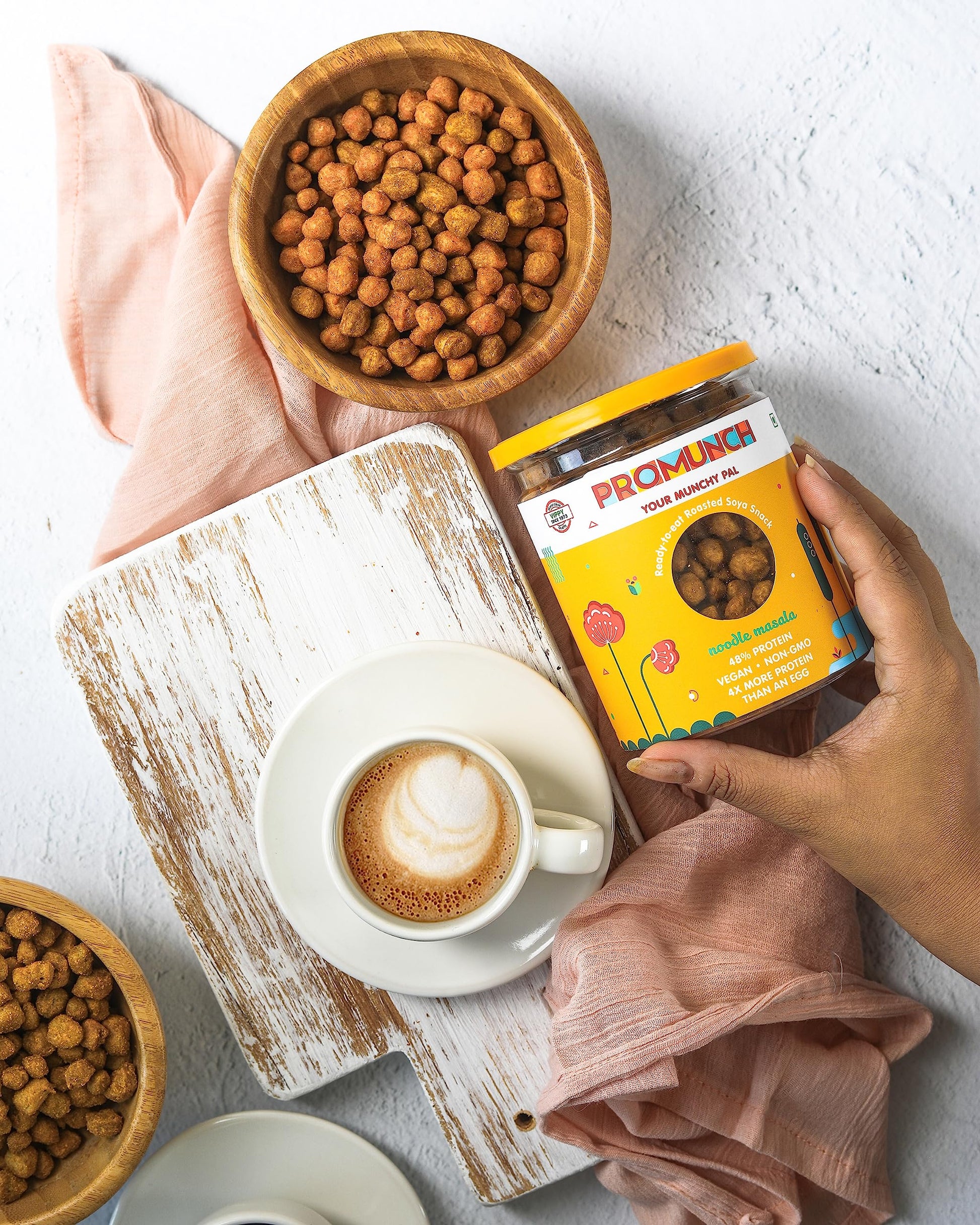 PROMUNCH Roasted Soya Snack - Pack of 2, Flavour: Tangy Pudina and Noodle Masala - 150G Each