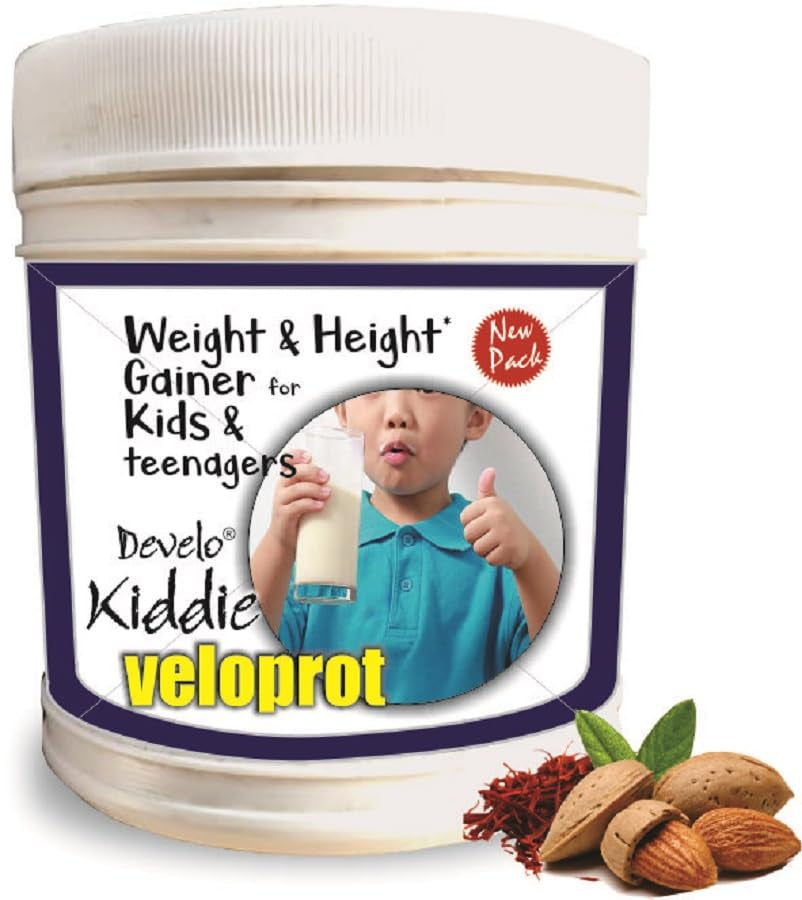 Develo Weight & Height Gainer Protein Powder for Kids, 2-12 years & Teenagers, Boys & Girls - 500g Kesar Badam