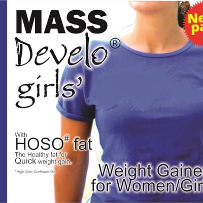 Develo Weight Mass Gainer Protein Shake for Fast Gain in women girls, Nutrition Food Supplement, with Natural Fat Energy 27 Vitamins & Minerals - 500 g Powder Kesar Badam Flavour