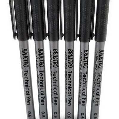 Brustro Technical Pen Black 0.6MM (Pack of 6)
