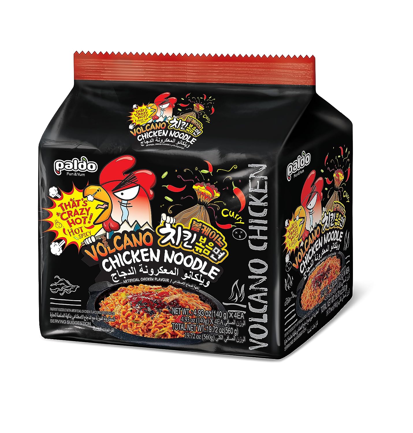 Paldo Volcano Chicken | Super Spicy Korean Noodles Pack of 4