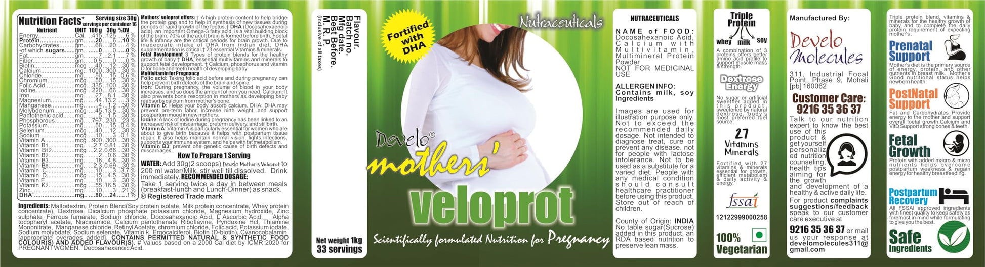 Develo Pregnancy & Lactation Protein Powder, Supplement for Pregnant Women & Lactating/Breastfeeding Mothers -1kg (Chocolate)