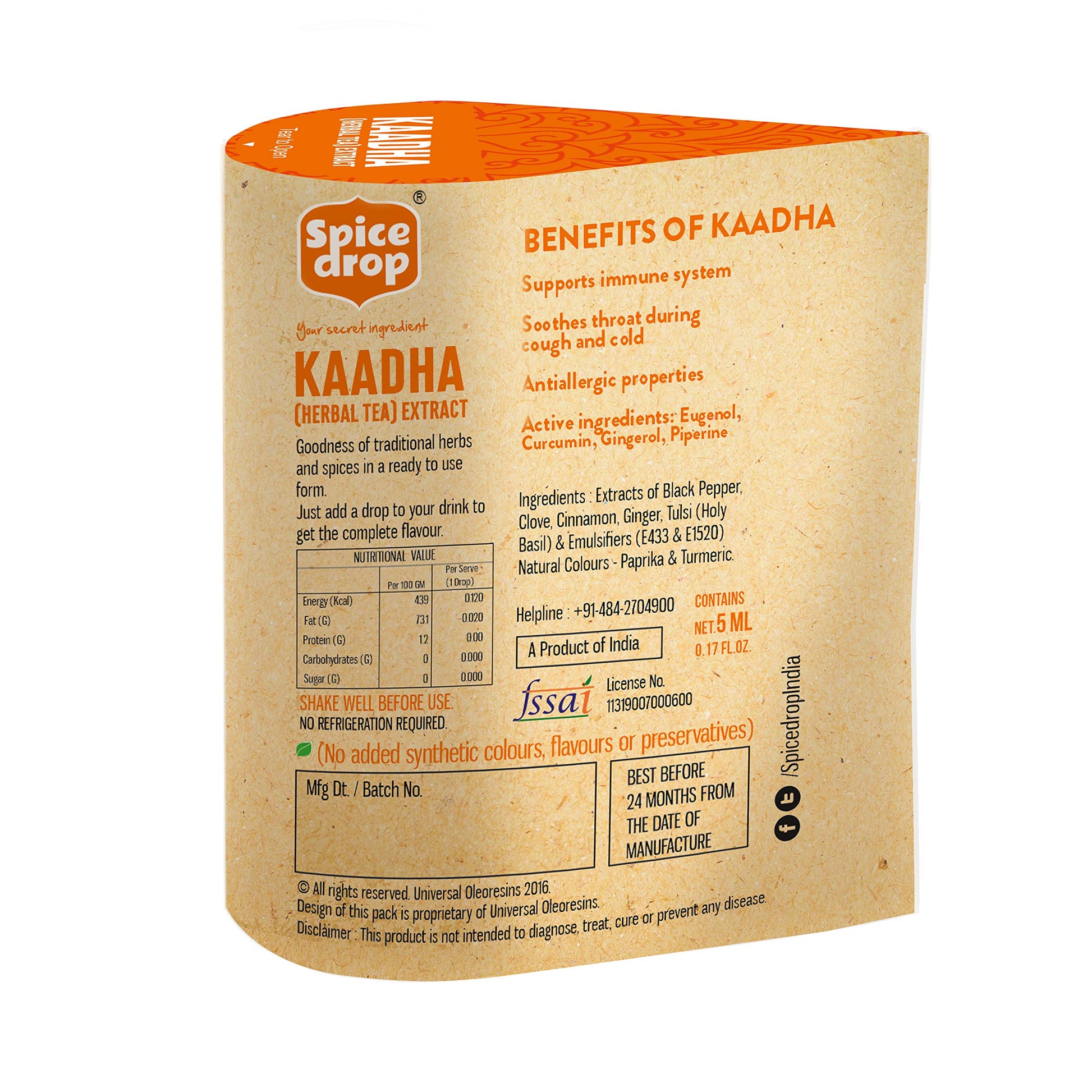 Spice Drop Herb Brews Ayush Kadha/ Kwath Extract for Immunity , 5ml (180 Drops)