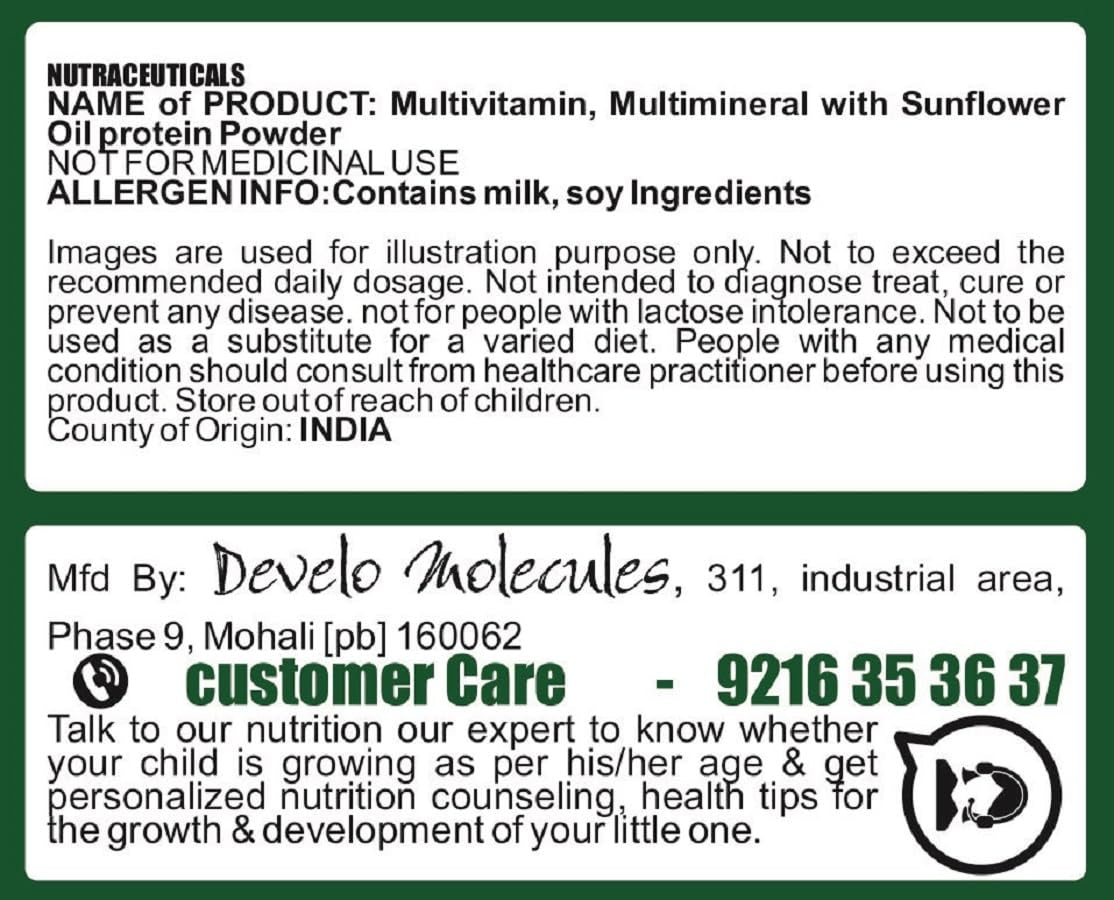 Develo Whey Protein Powder for Little Kids (2-12 years) & Teenager Children, Boys & Girls - 500g Chocolate Flavour