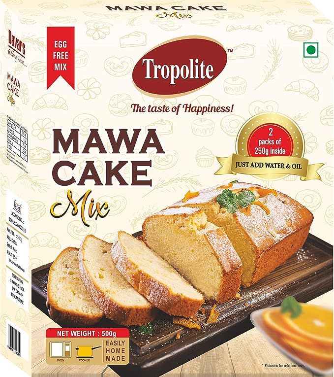 Tropolite Mawa Cake Mix | Eggless Mix | Rich Flavour | 500gm