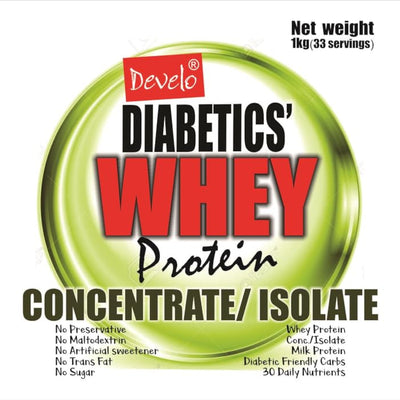 Develo Whey Protein Powder for Diabetic Health & Optimum weight, Sugar Free Snack for Diabetes Care - 1kg (Pack of 1) Chocolate