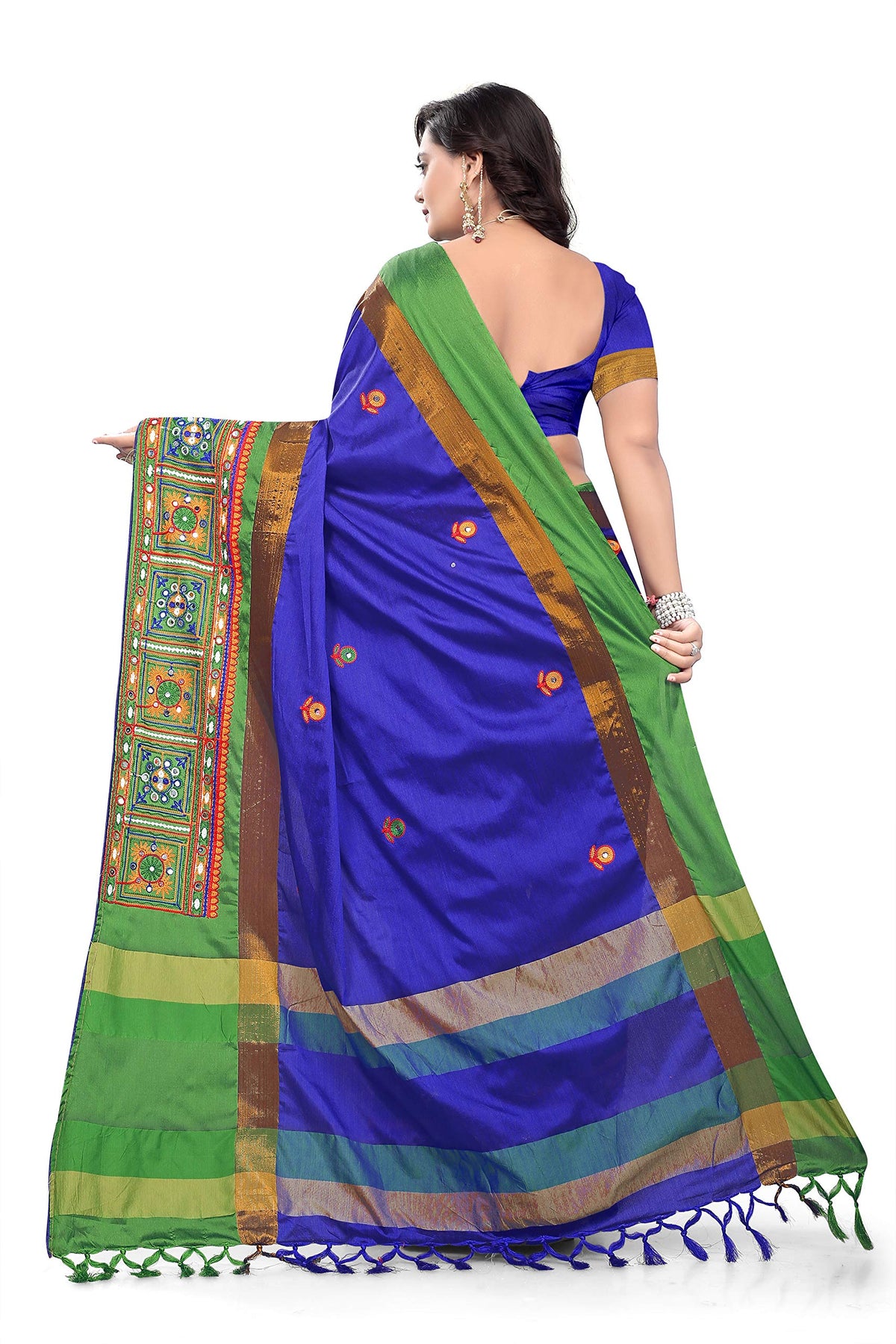 arriva fab cotton silk with blouse piece Saree (Riva405_ Red_ Free Size)