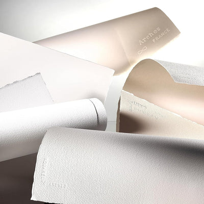 Arches Watercolour 185 GSM Cold Pressed Natural White 56 x 76 cm Paper Sheets, 10 Sheets