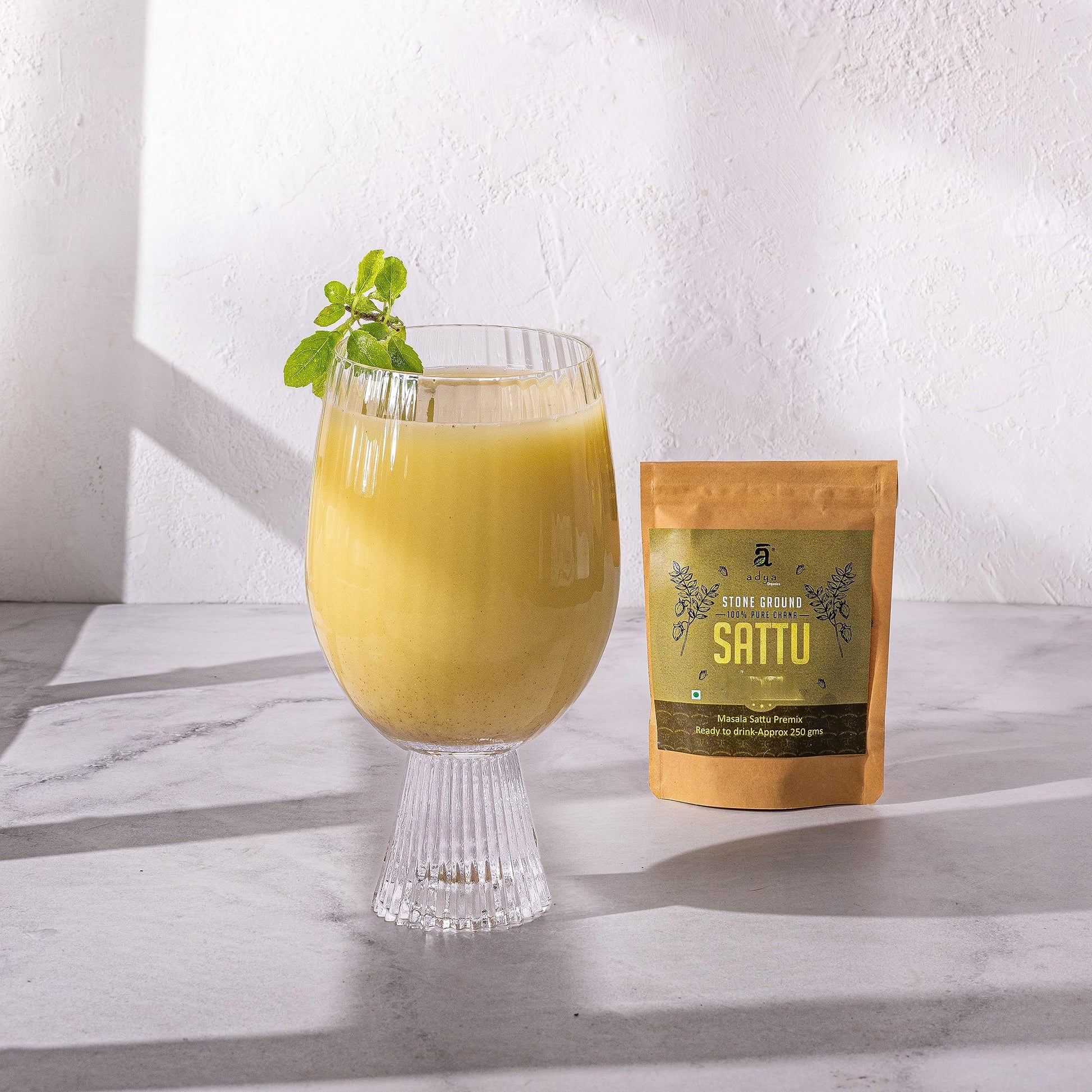 Adya Organics Sattu Premix | Instant Sattu Drink Mix with Jaggery & Spices | 100% Natural & Healthy | Quick Energy Booster for Summer | No Chemicals or Preservatives | 250g Pack