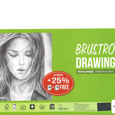 Brustro Artists' Drawing Paper 200gsm Jumbo - A3 (50 Sheets)
