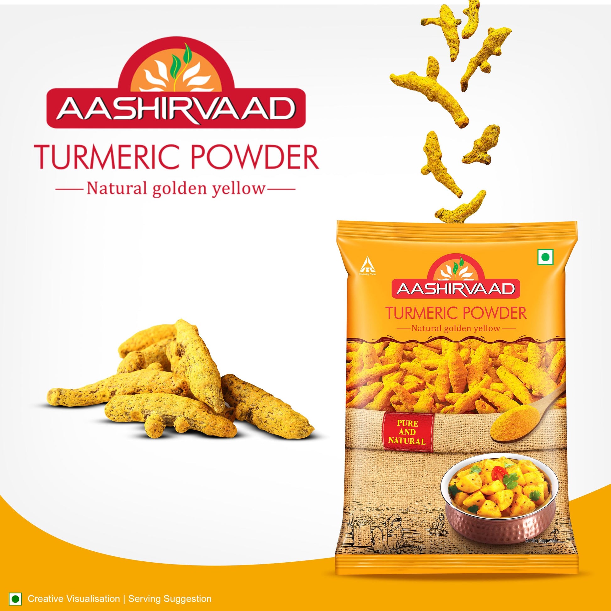 Aashirvaad Powder, Turmeric, 100g Pouch