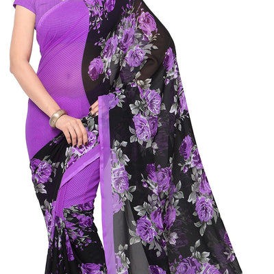 Anand Sarees Women's Georgette Saree With Blouse Piece (1152_4_Multicoloured_Free size_Purple)