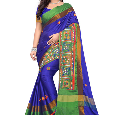 arriva fab cotton silk with blouse piece Saree (Riva405_ Red_ Free Size)