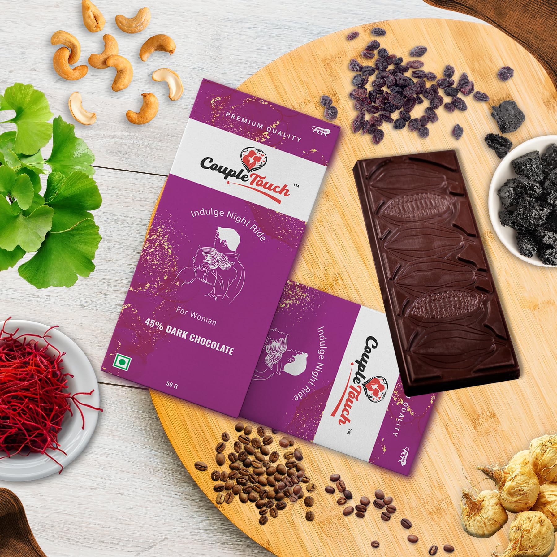 Couple Touch Luxury 45% Dark Chocolate for Uplifting Mood For Women | Romance Intimacy Bedroom Chocolate Bars | Gift For Anniversary Birthday Honeymoon Marriage Boys & Girls Friend Valentines | Vegetarian & Gluten-Free Delight