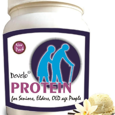 Develo Protein Powder (Whey soy, Plant & Milk Based) for Seniors, Elderly & Old Age People, Men & Women – 1kg Vanilla Flavour