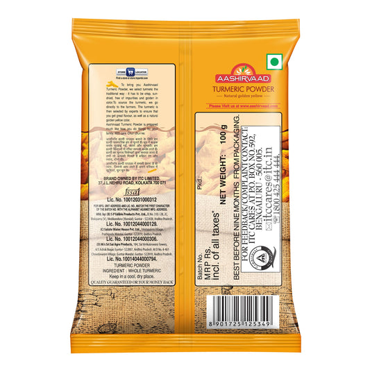 Aashirvaad Powder, Turmeric, 100g Pouch